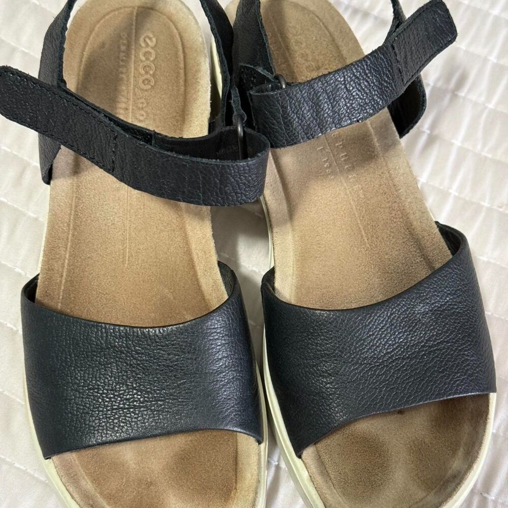 ECCO Women’s Black Leather Ankle Strap Comfort Sandals EU 37 US 6-6.5